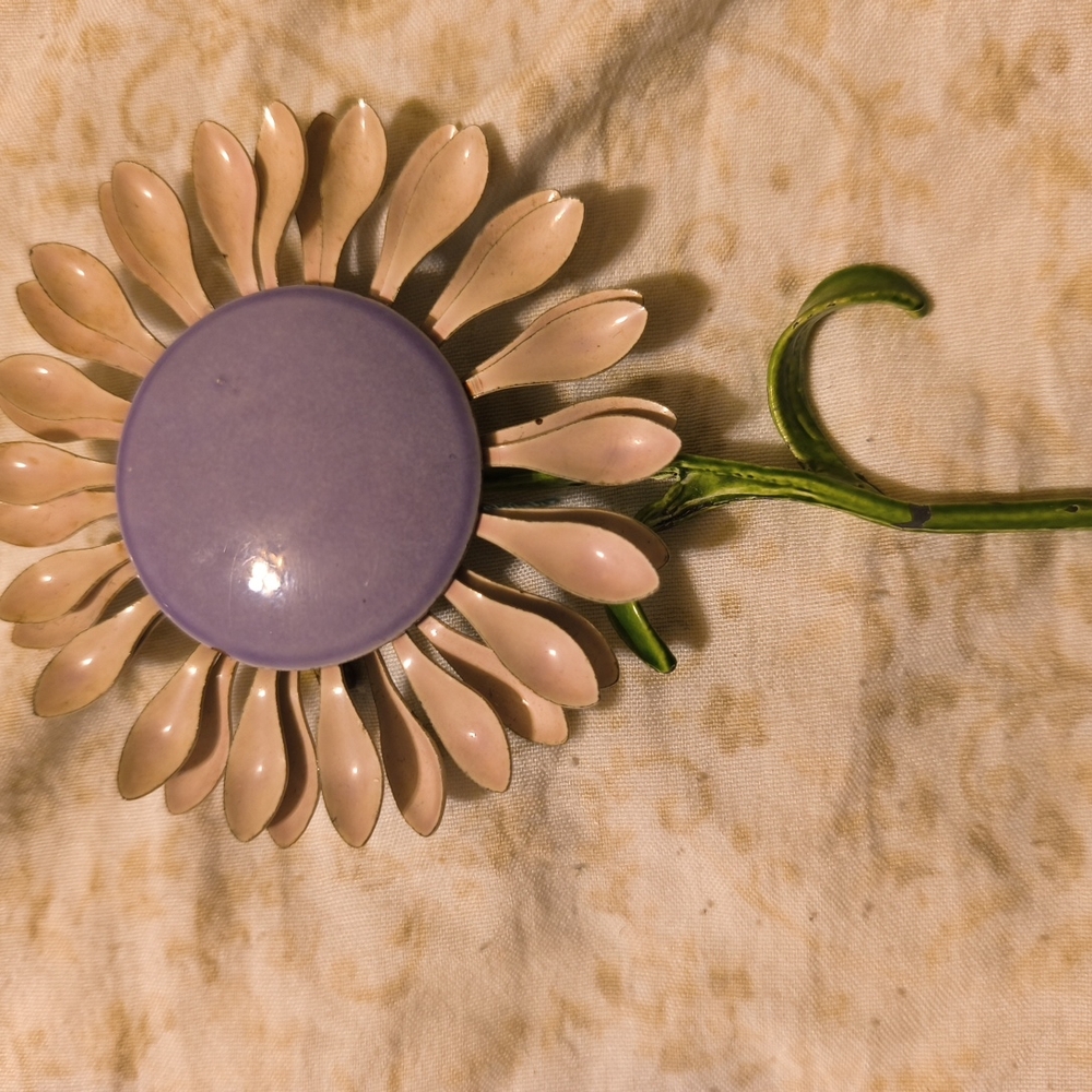 Floral Brooch with Purple and Green Accents